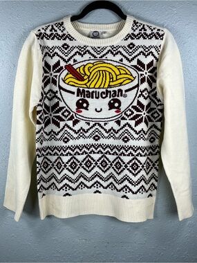 Maruchan Kawaii Ramen Bowl Fair Isle Youth Sweater LG
